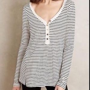 Anthropolgie T.la Pernette Striped Henley Tee